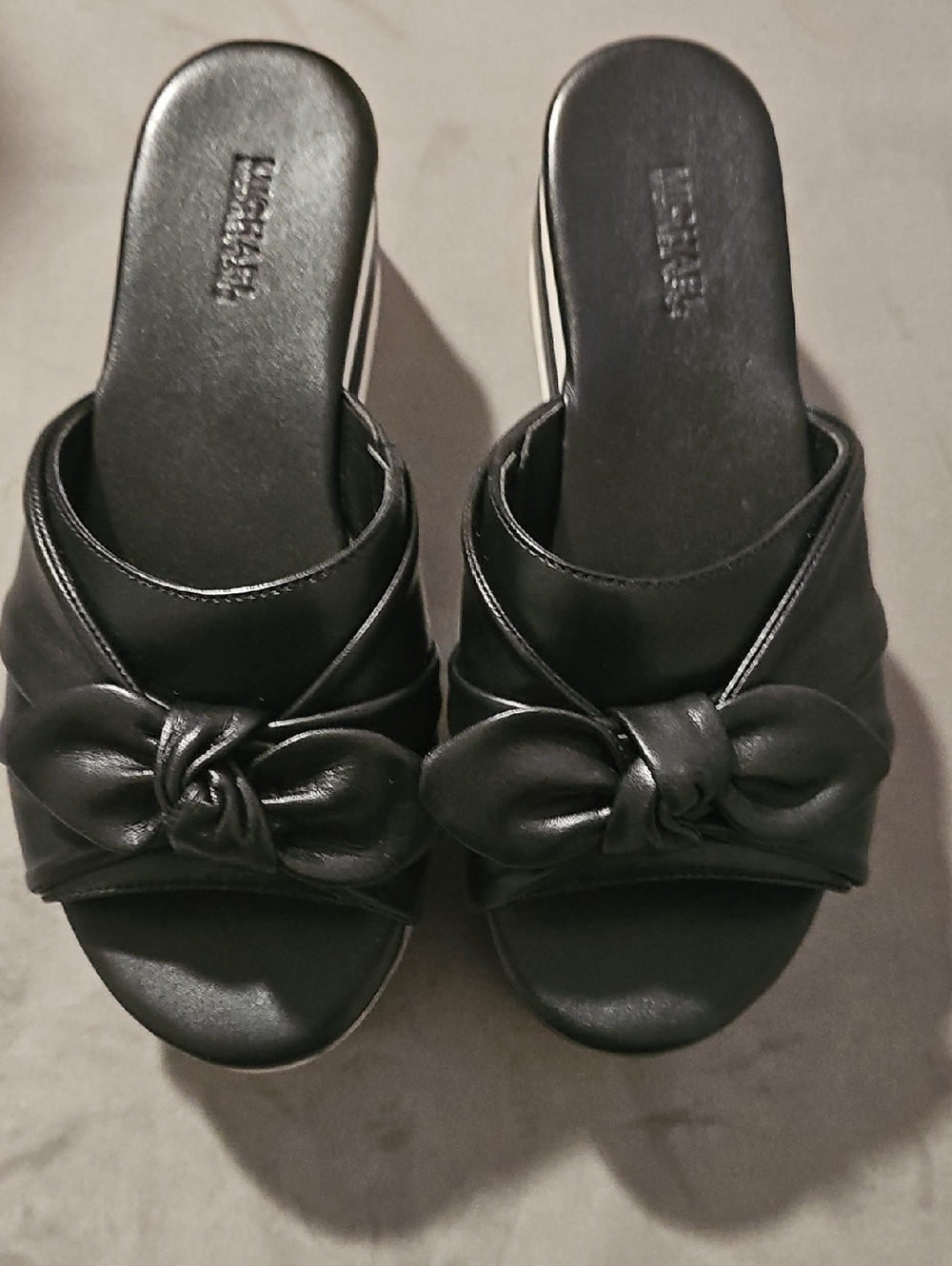 MICHAEL Michael Kors Black Knotted Wedge Slide Sandals